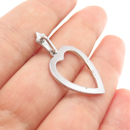 925 Sterling Silver Antique Art Deco Real Marcasite Heart Charm Pendant