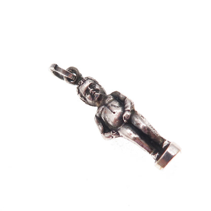 835 Silver Antique Art Deco Manneken Pis Oxidized 3D Charm Pendant