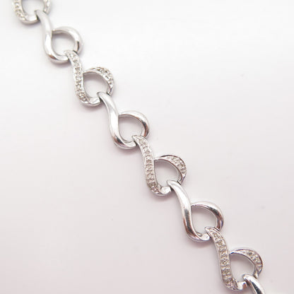 925 Sterling Silver SUN Real White Diamond Twisted Link Bracelet 7"