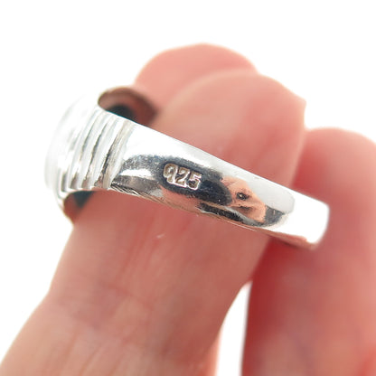 925 Sterling Silver Vintage Real Turquoise Modernist Ring Size 10