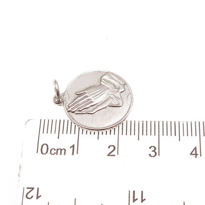 925 Sterling Silver Vintage Praying Hands Religious Charm Pendant