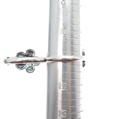 CAROLYN POLLACK 925 Sterling Vintage Turquoise Flower Double-Finger Ring Size 11