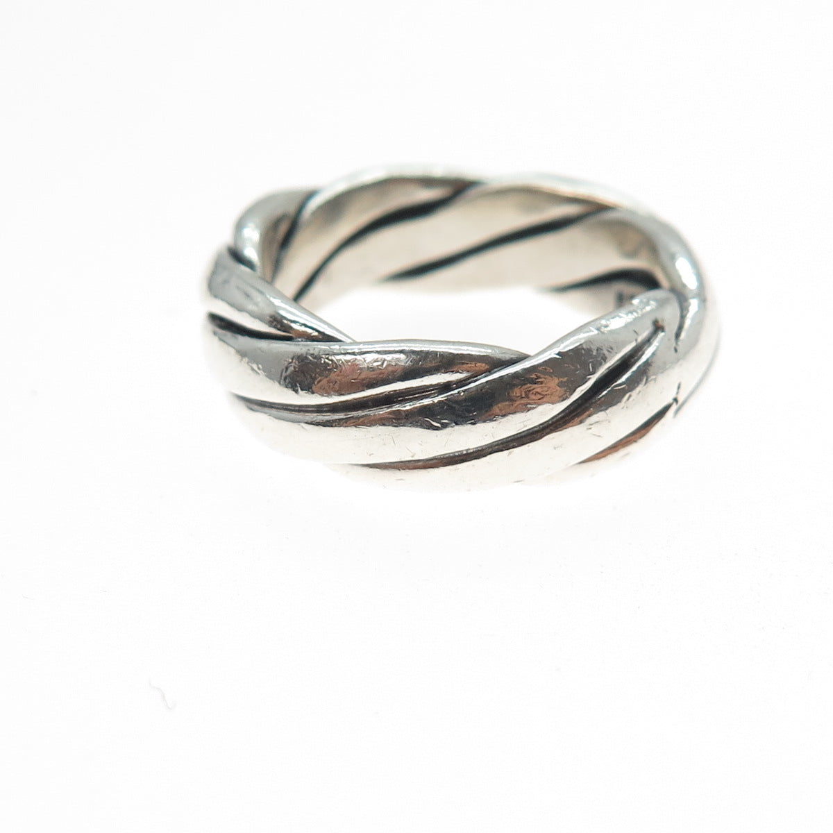925 Sterling Silver Vintage Mexico Oxidized Braided Band Ring Size 6.75
