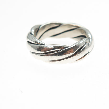 925 Sterling Silver Vintage Mexico Oxidized Braided Band Ring Size 6.75
