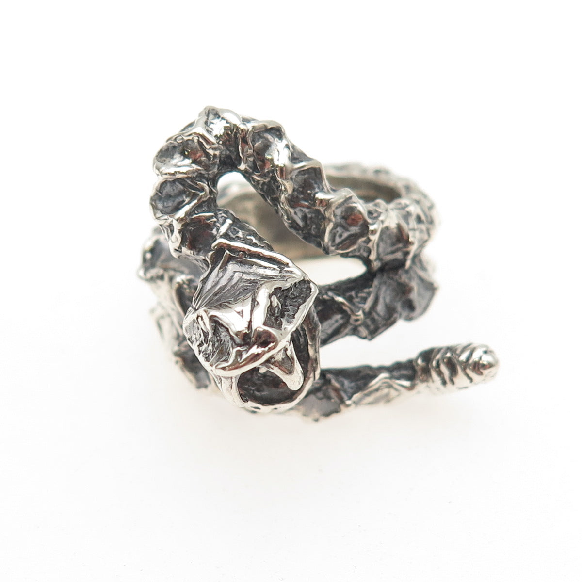 925 Sterling Silver Vintage Snake Oxidized Ring Size 8