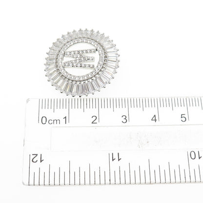 925 Sterling Silver Tapered Baguette & Round-Cut C Z Letter W Slide Pendant