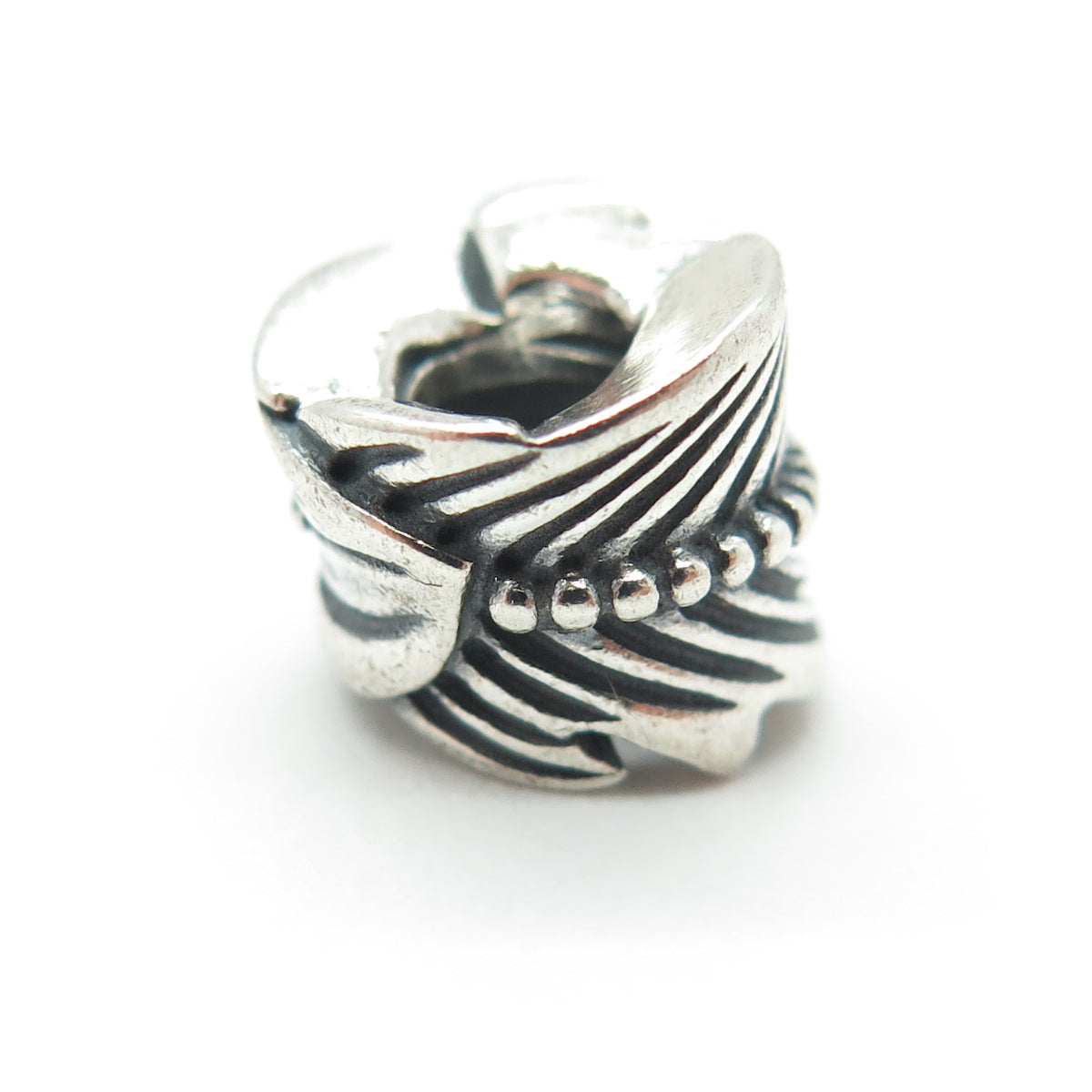 PANDORA 925 Sterling Silver Feather Bead Charm