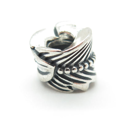 PANDORA 925 Sterling Silver Feather Bead Charm