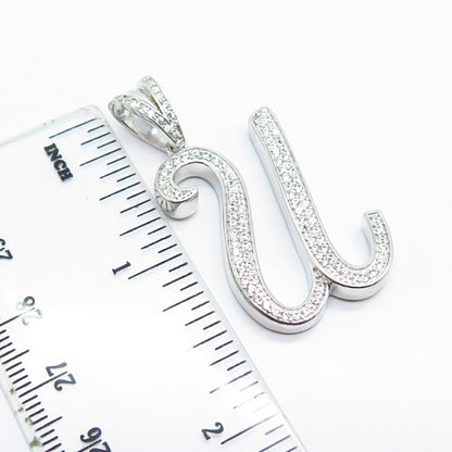 925 Sterling Silver C Z Letter "U" Initial Pendant
