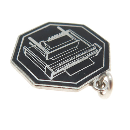 925 Sterling Silver Antique Art Deco Black Enamel Piano Pendant