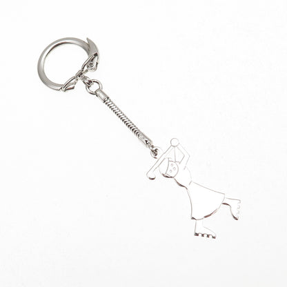 American Jewelry Chain Co 925 Sterling Vintage Female Golf Player Key Fob Holder