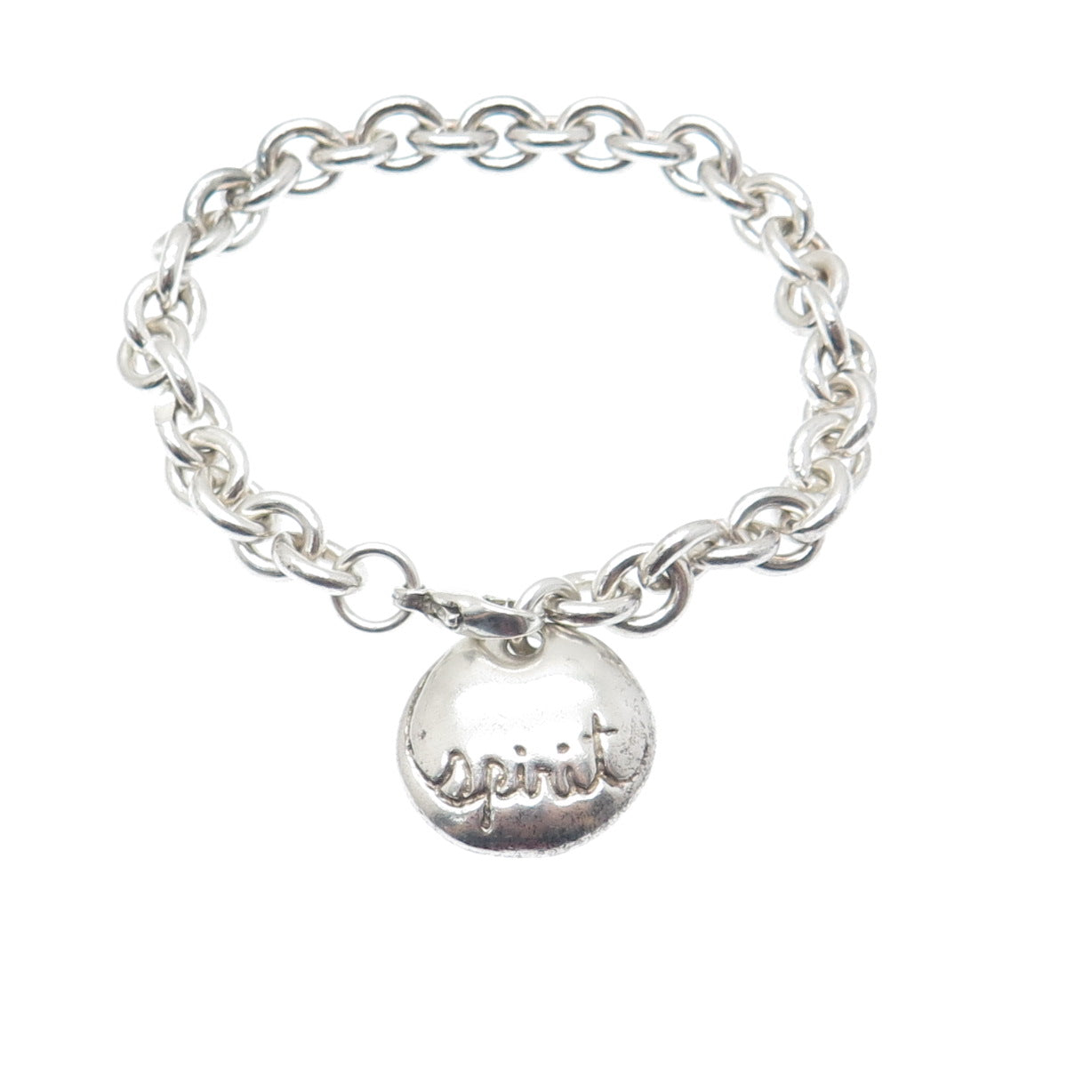 ROBERT LEE MORRIS STUDIO Sterling Silver Vintage Spirit Cable Link Bracelet 7"