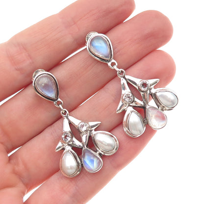 Nicky Butler Sterling Silver Vintage Real Pearl Moonstone & White Topaz Earrings