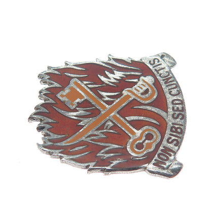 925 Sterling Silver Antique WWII Enamel US Army Non Sibi Sed Cunctis Pin Brooch