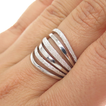 925 Sterling Silver Diamond-Illusion 5-Row Ring Size 6.75
