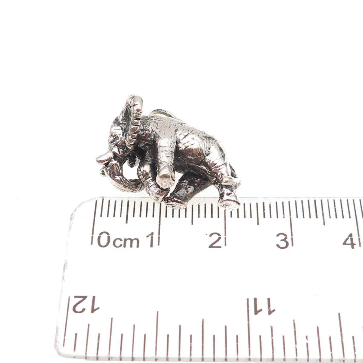 925 Sterling Silver Vintage Elephant Oxidized 3D Charm Pendant