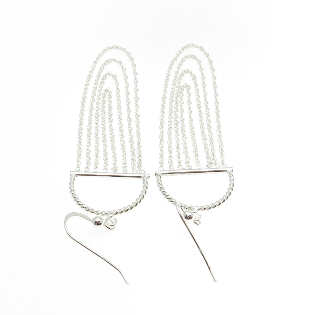 925 Sterling Silver Singapore Chain Chandelier Earrings