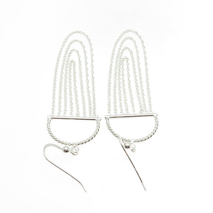 925 Sterling Silver Singapore Chain Chandelier Earrings