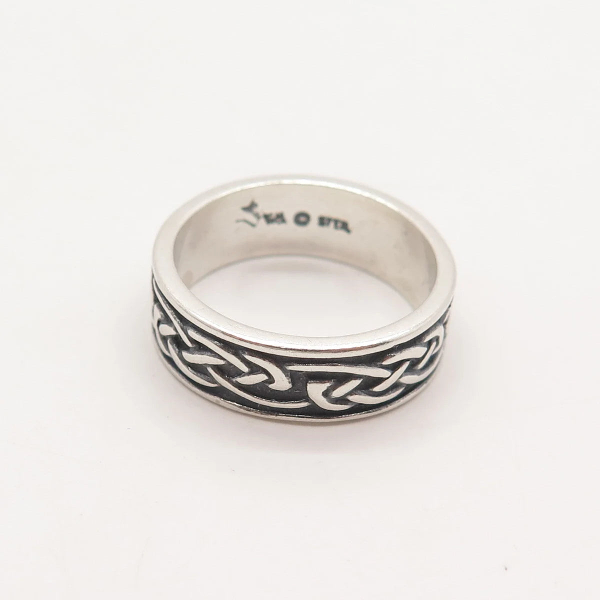 925 Sterling Silver Vintage Wheeler Mfg Co. Celtic Band Ring Size 8.5