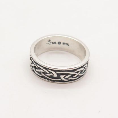 925 Sterling Silver Vintage Wheeler Mfg Co. Celtic Band Ring Size 8.5