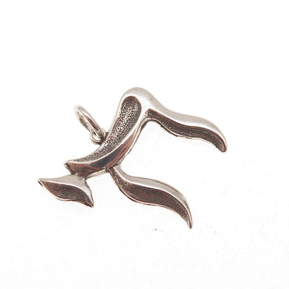 925 Sterling Silver Vintage Chai Judaica Oxidized Charm Pendant