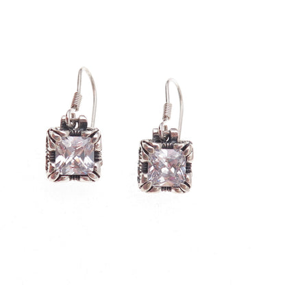 Silpada 925 Sterling Silver Vintage C Z Uptown Oxidized Dangle Earrings