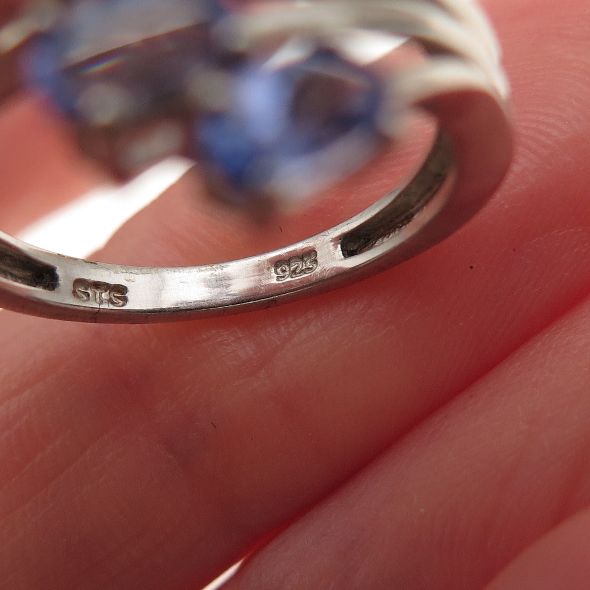 Chuck Clemency 925 Sterling Silver Real Oval-Cut Tanzanite Bypass Ring Size 6