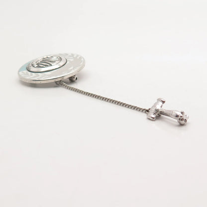 925 Sterling Silver Vintage Enamel "President Hadassah" Pin Brooch w/Chain