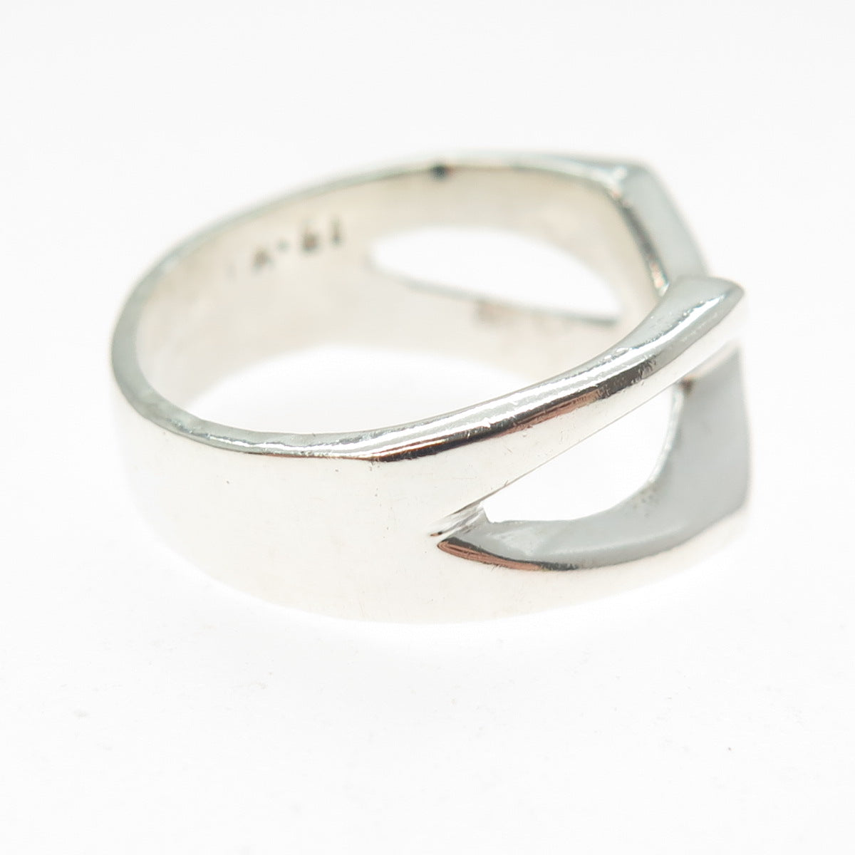 925 Sterling Silver Vintage Mexico Modernist Letter X Crisscross Ring Size 8.25