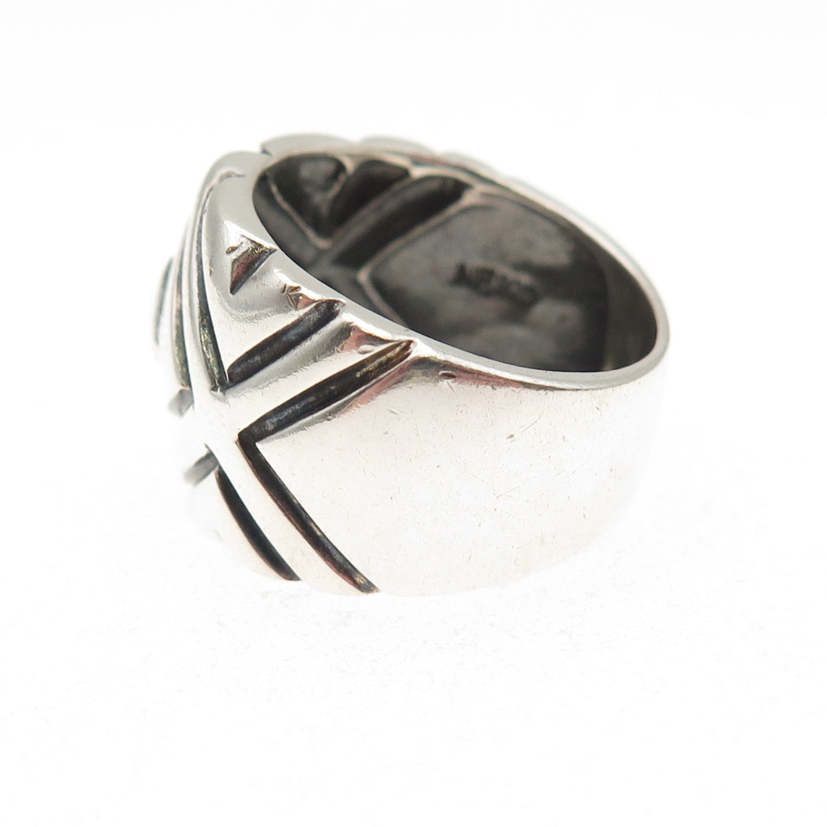 Chapal Zenray 925 Sterling Silver Vintage Modernist Oxidized Ring Size 7.5