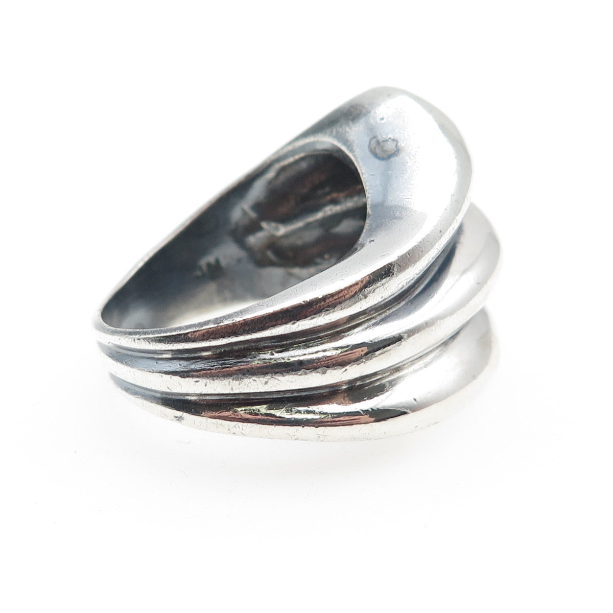 JOSEPH MASANIELLO 925 Sterling Silver Vintage Modernist Oxidized Ring Size 9.5