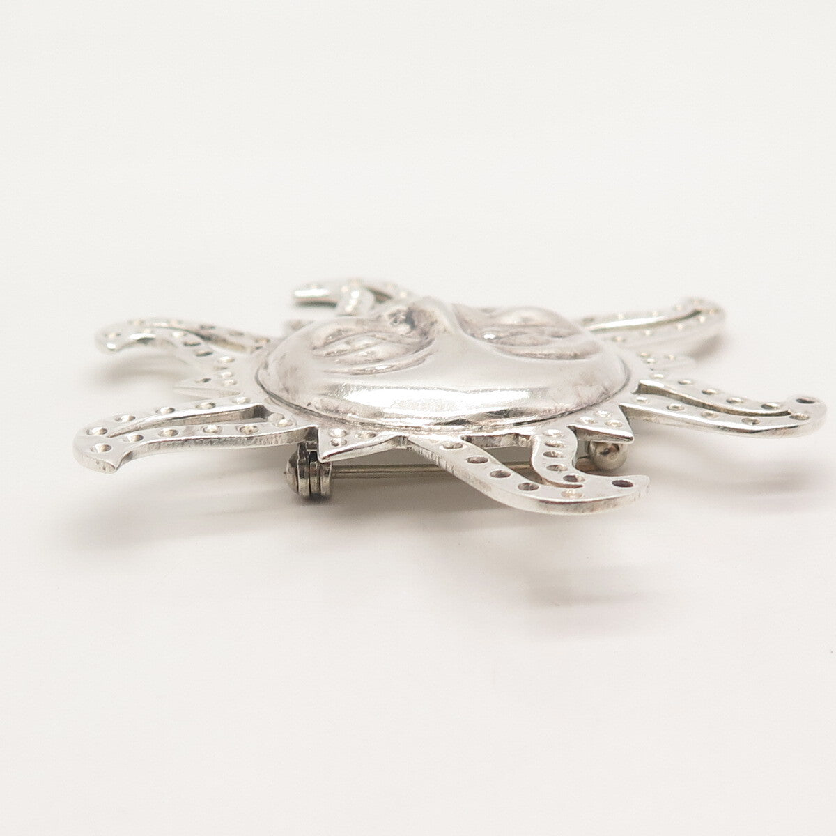 925 Sterling Silver Vintage Mexico Dotted Sun Pin Brooch