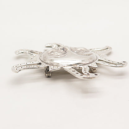 925 Sterling Silver Vintage Mexico Dotted Sun Pin Brooch