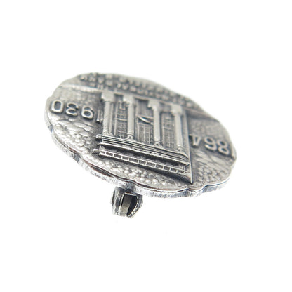 925 Sterling Silver Antique First National Bank 1864-1930 Oxidized Pin Brooch