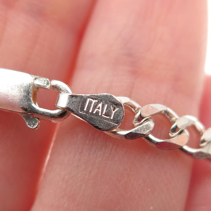 925 Sterling Silver Vintage Italy Figaro Link Bracelet 7"