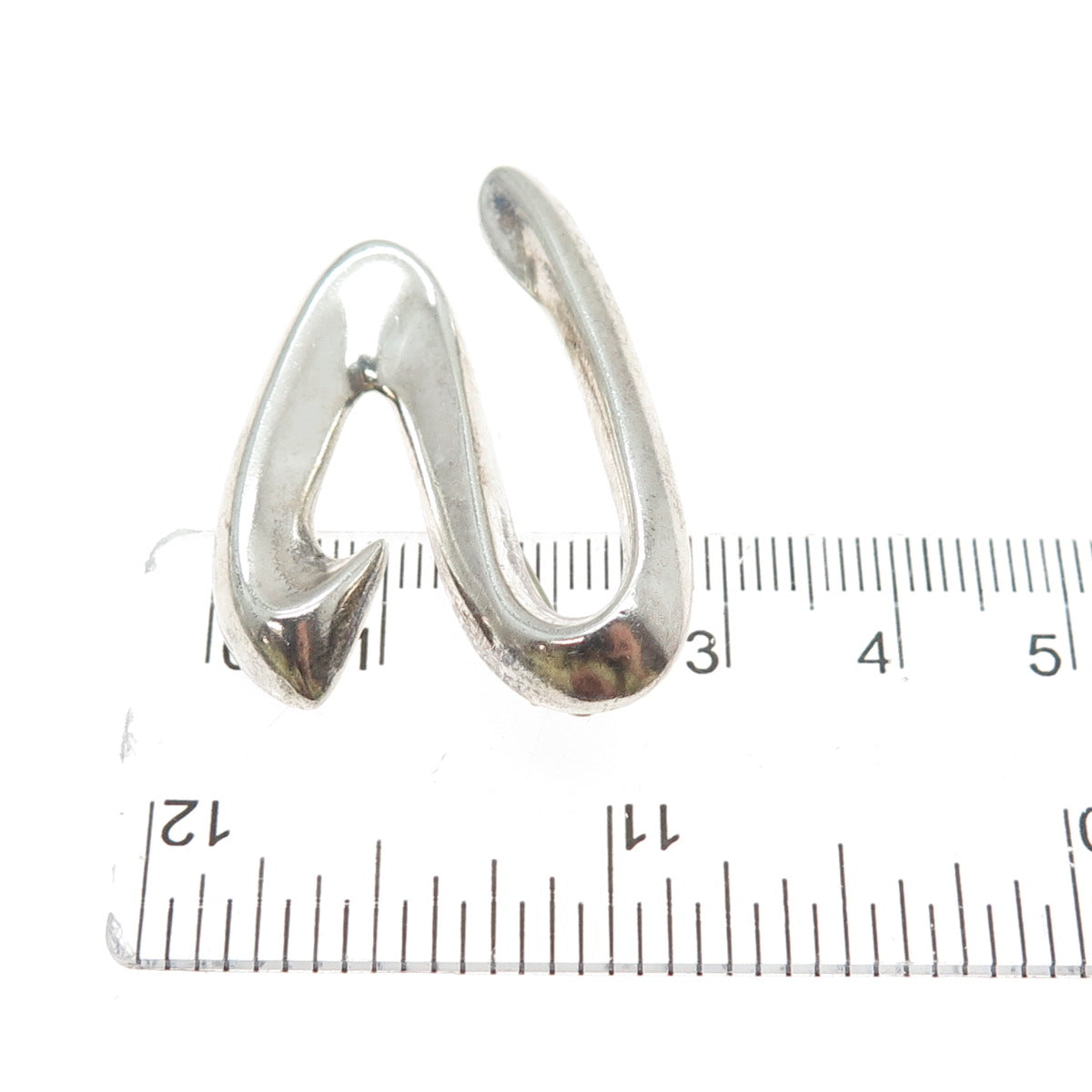 CNA PRANDA 925 Sterling Silver Vintage Number 2 / Letter Z Modernist Pin Brooch