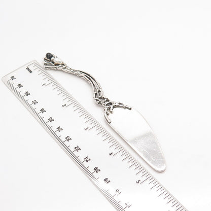 925 Sterling Silver Vintage Real Pearl & Black Onyx Gem Cake / Pie Server
