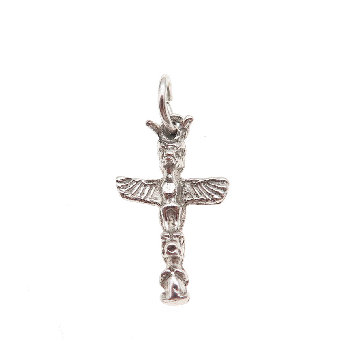 Old Pawn 925 Sterling Silver Vintage Southwestern Totem Pole Mini Charm Pendant