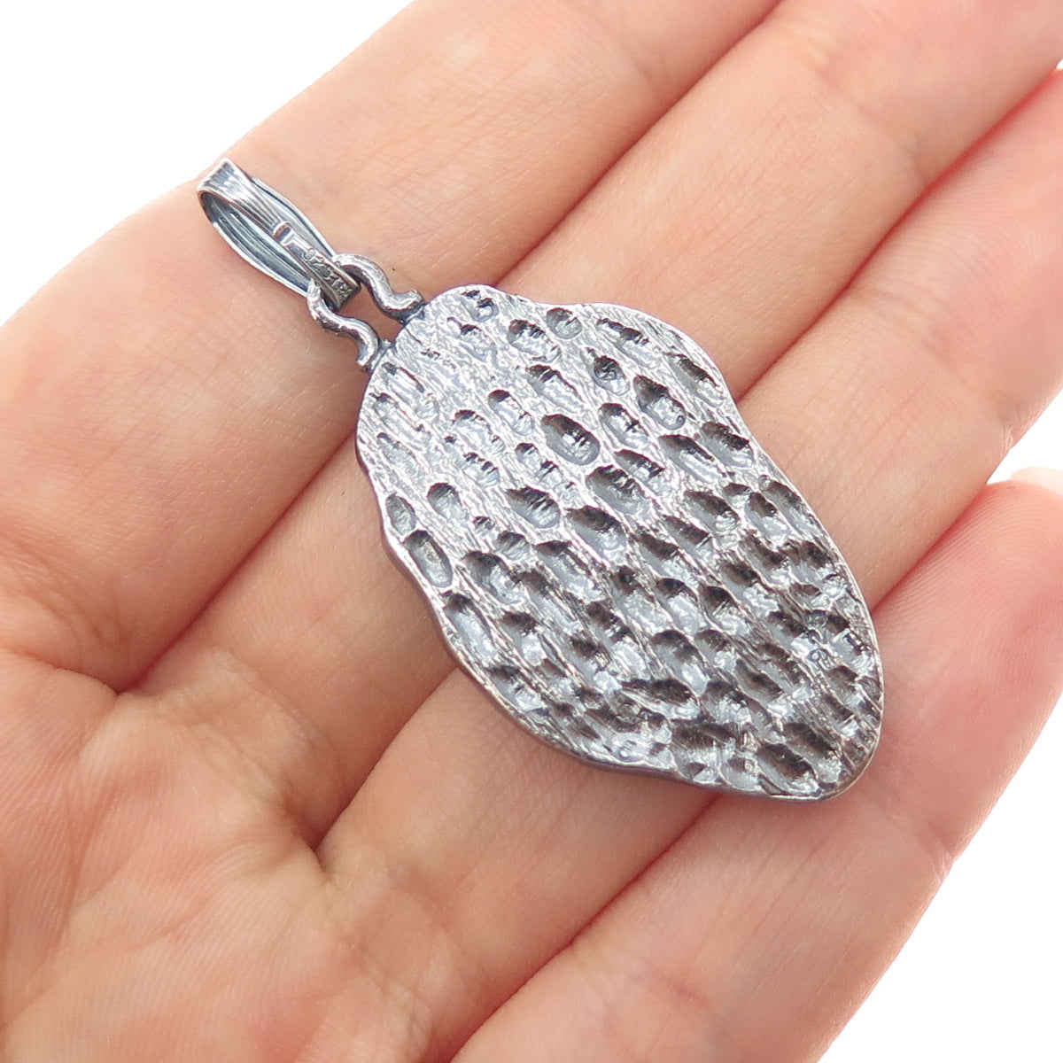 925 Sterling Silver Vintage Virgo Zodiac Sign Modernist Oxidized Charm Pendant