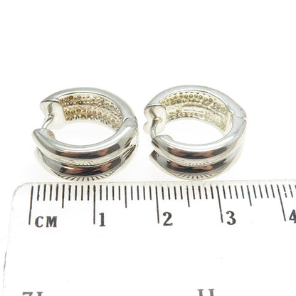 925 Sterling Silver Vintage Puffy Hoop Earrings