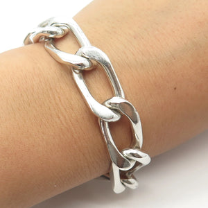 925 Sterling Silver Vintage Mexico Curb Link Bracelet 8.75"
