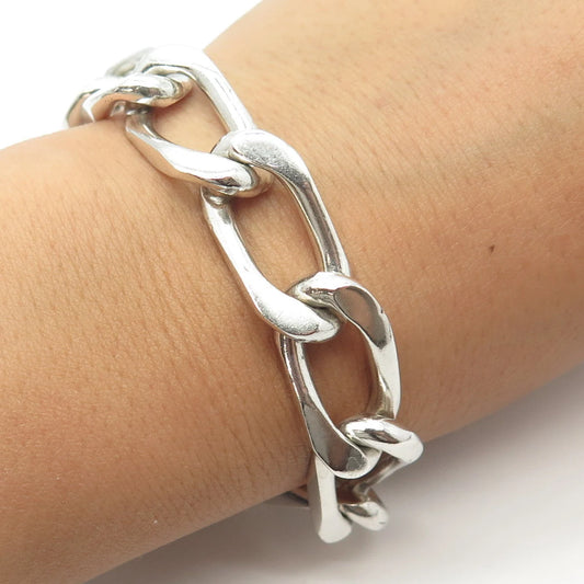 925 Sterling Silver Vintage Mexico Curb Link Bracelet 8.75"
