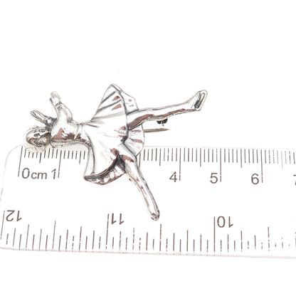JewelArt 925 Sterling Silver Vintage Ice Skater Oxidized Pin Brooch