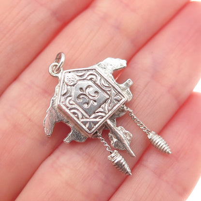 800 Silver Vintage European Cuckoo Clock Mini Charm Pendant