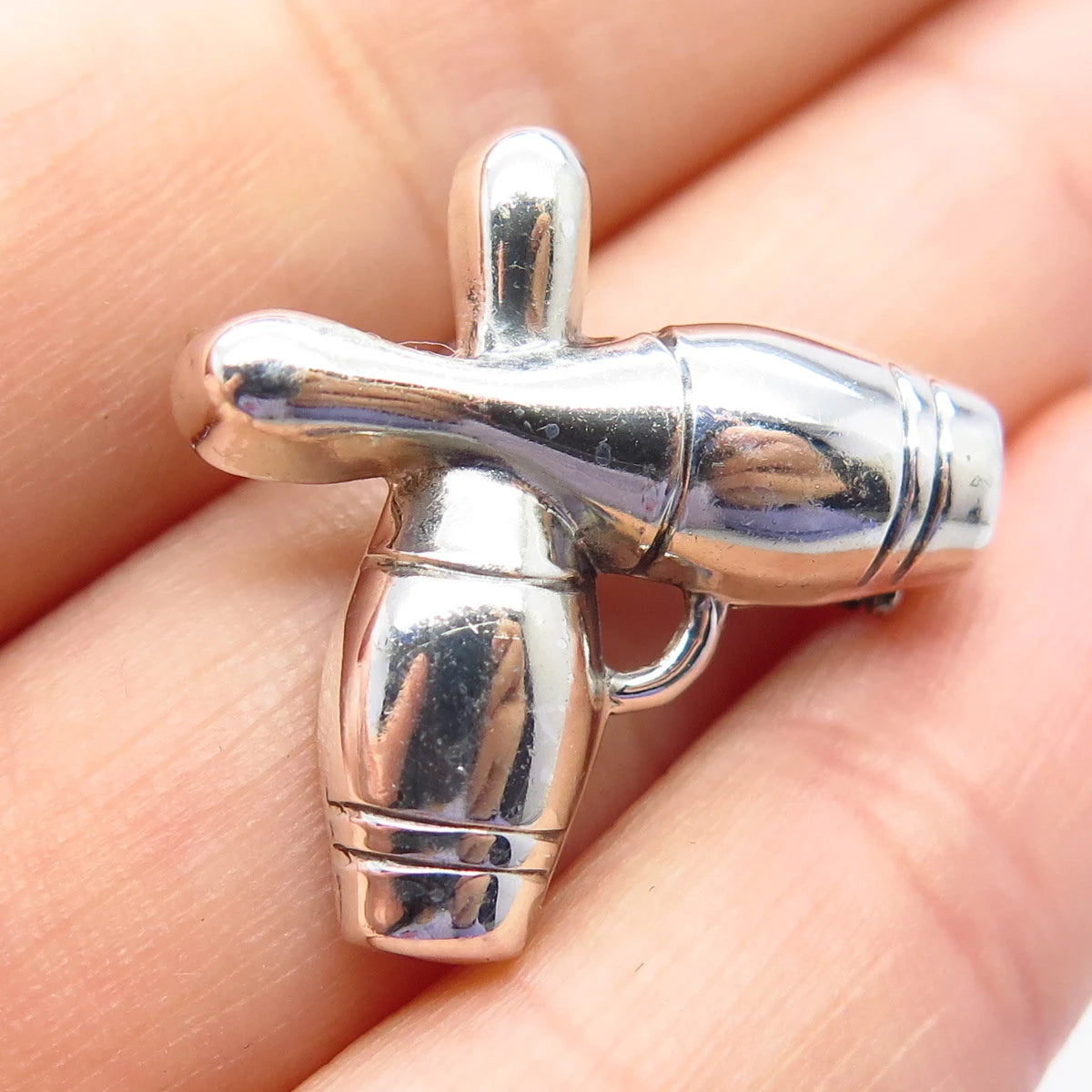 925 Sterling Silver Vintage Lang Bowling Skittles Pin Brooch