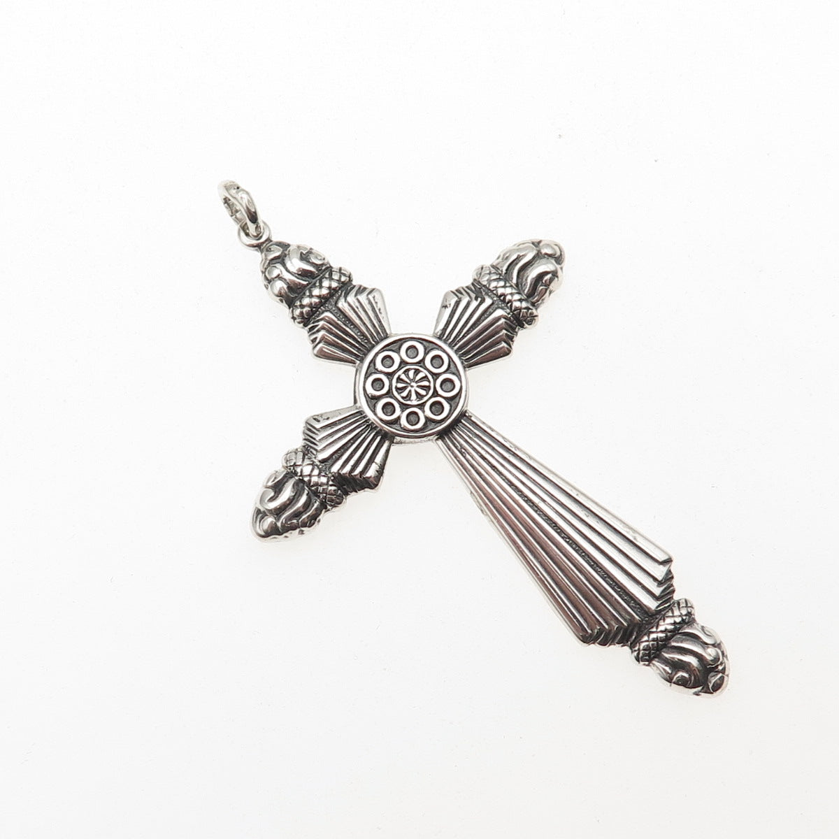 ORB Otto Robert Bade 925 Sterling Silver Antique Art Deco Cross Oxidized Pendant