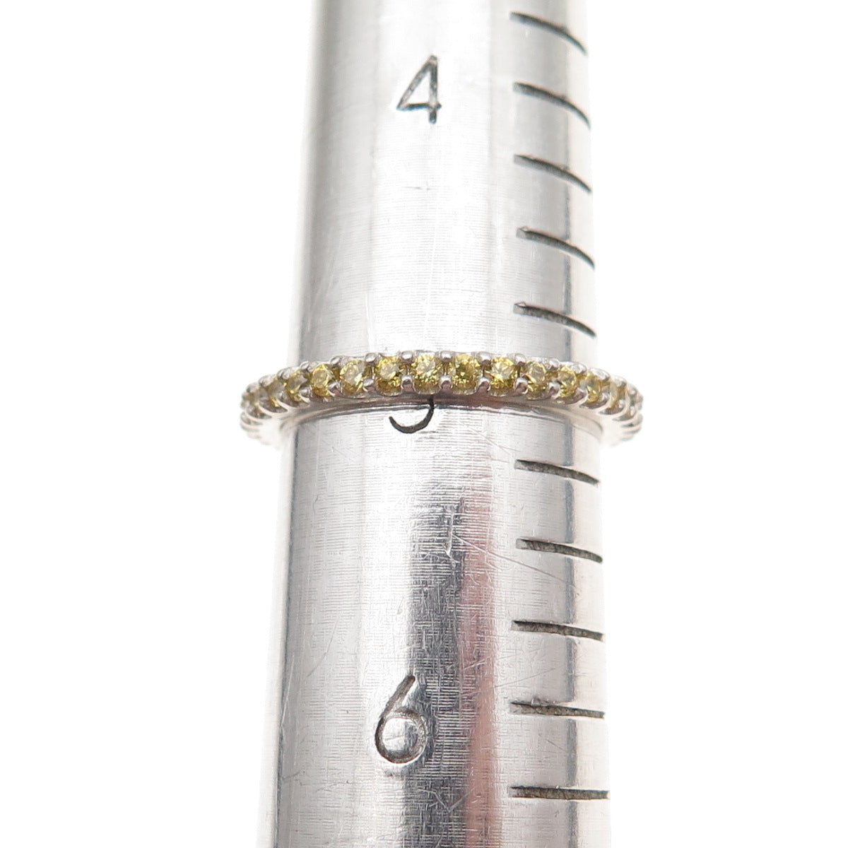 925 Sterling Silver Round-Cut Canary C Z Eternity All Around Band Ring Size 5
