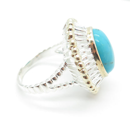 925 Sterling Silver Real Sleeping Beauty Turquoise Gemstone Ring Size 11