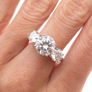 D'Joy 925 Sterling Silver Real Moissanite Engagement Ring Size 7.25