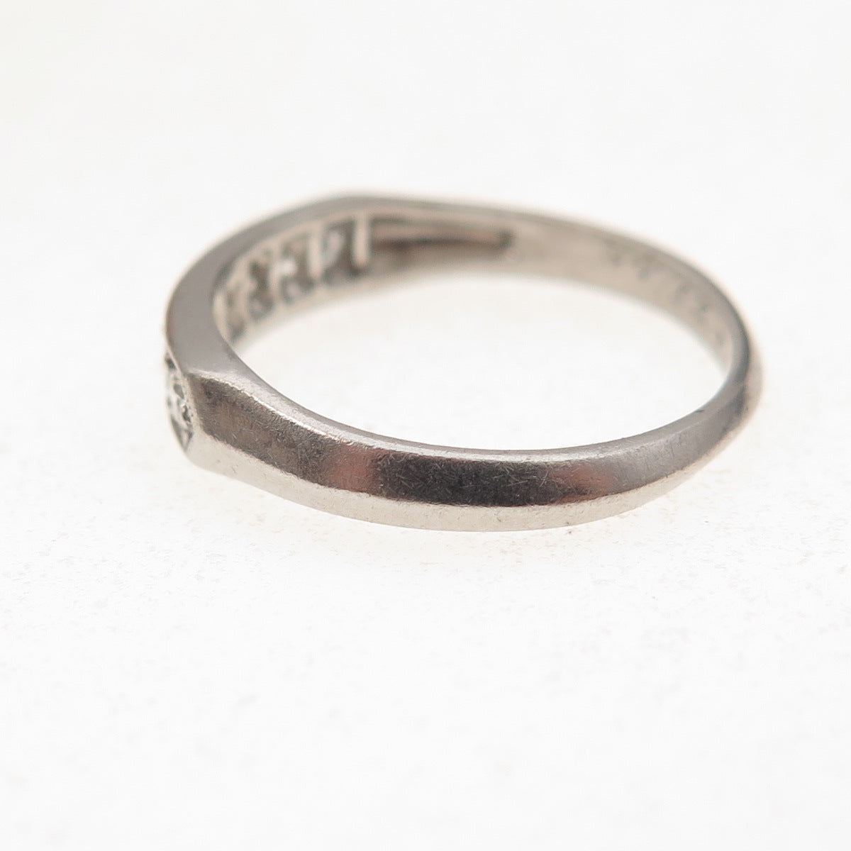 Antique Art Deco Platinum Real Round-Cut Diamond Engraved Ring Size 5.5